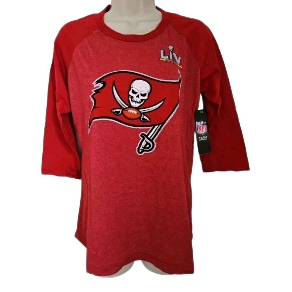 Fanatics Tampa Bay Bucaneers 3/4  Sleeve Top‎ Super Bowl LIV #12 Tom Brady Sz L